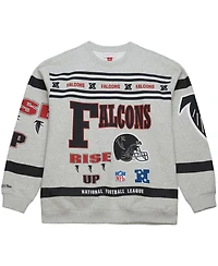Mitchell & Ness Men's Heather Gray Atlanta Falcons All Over Print Vintage Fleece Crewneck Sweatshirt