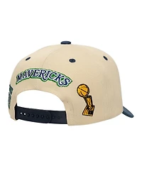 Mitchell & Ness Men's Cream/Navy Dallas Mavericks Nba Champions Soul Legacy Defined Pro Crown Snapback Hat