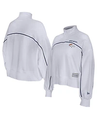 New Era Women's White Denver Broncos Functional Fandom Quarter-Zip Sweatshirt