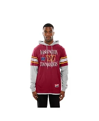 New Era Men's Burgundy Washington Commanders Twofer Layered Long Sleeve Hoodie T-Shirt