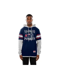 New Era Men's Navy England Patriots Twofer Layered Long Sleeve Hoodie T-Shirt