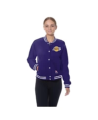 New Era Women's Purple Los Angeles Lakers Throwback Full-Snap Jacket
