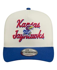 New Era Men's Cream/Royal Kansas Jayhawks Vintage Chainstitch 9FIFTY A-Frame Snapback Hat