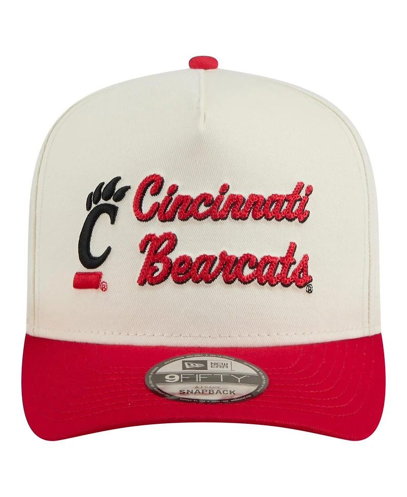 New Era Men's Cream/Red Cincinnati Bearcats Vintage Chainstitch 9FIFTY A-Frame Snapback Hat