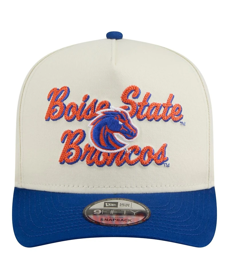 New Era Men's Cream/Royal Boise State Broncos Vintage Chainstitch 9FIFTY A-Frame Snapback Hat