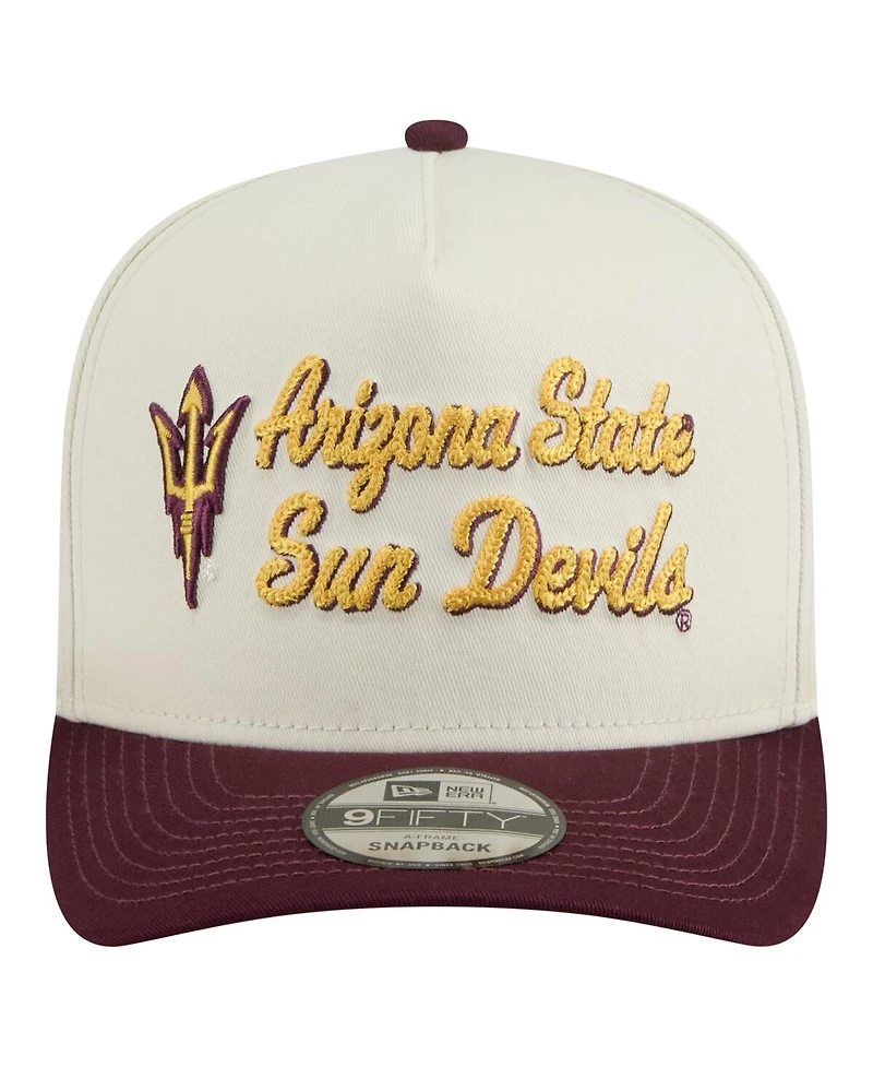 New Era Men's Cream/Maroon Arizona State Sun Devils Vintage Chainstitch 9FIFTY A-Frame Snapback Hat
