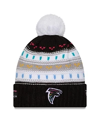 New Era Women's Black Atlanta Falcons 2025 Nfl Crucial Catch Cuffed Knit with Pom Hat