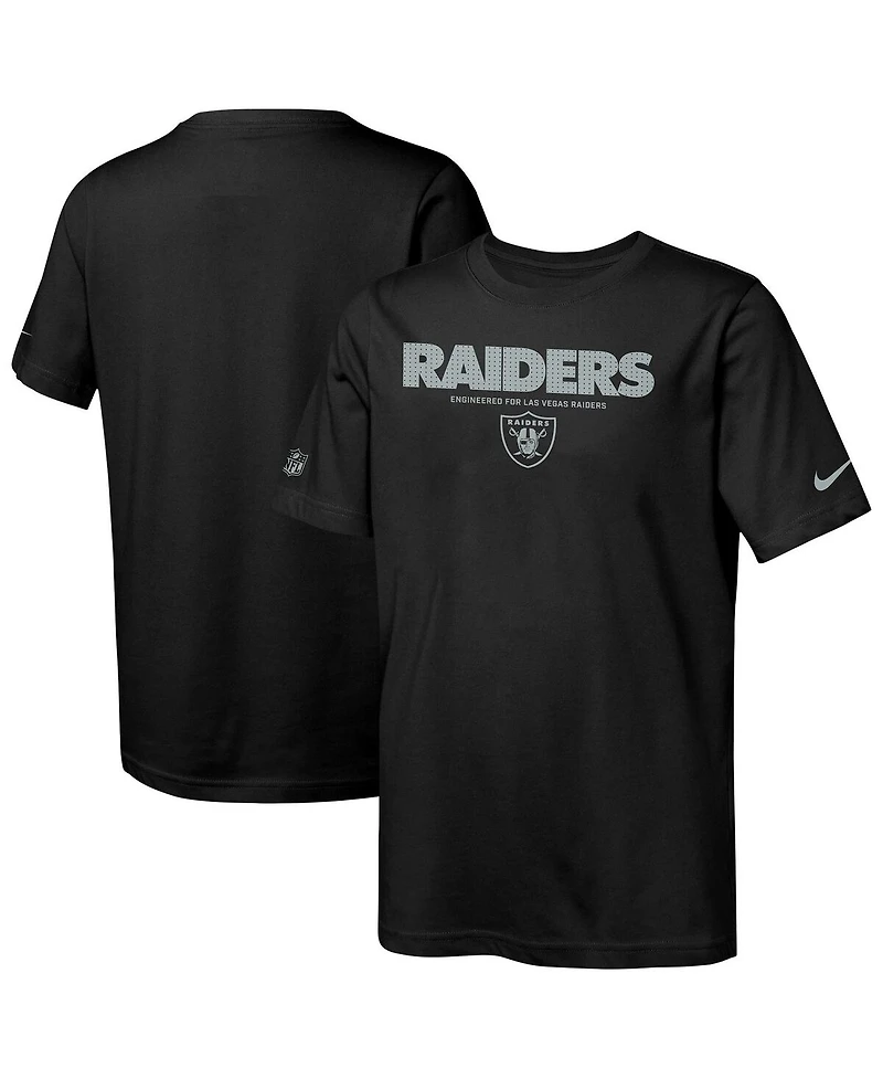 Nike Big Boys and Girls Black Las Vegas Raiders Sideline Team Issue T-Shirt