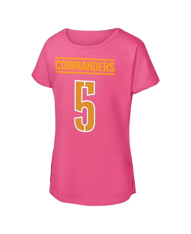 Outerstuff Big Girls Jayden Daniels Pink Washington Commanders Player Name Number T-Shirt