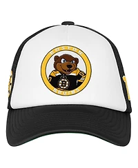 Mitchell & Ness Big Boys and Girls White Boston Bruins Mascot Adjustable Trucker Hat
