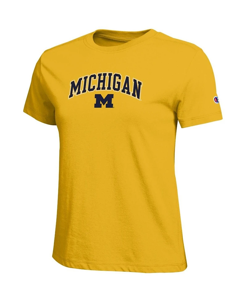 Champion Women's Gold Michigan Wolverines Arched Over Logo T-Shirt