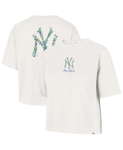 '47 Brand Women's Natural New York Yankees Full Bloom Cropped T-Shirt