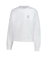 Levelwear Women's White Uswnt Luxe Sponge Tri-Blend Pullover Sweatshirt