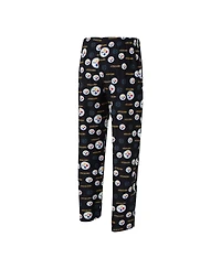 Concepts Sport Men's Black Pittsburgh Steelers Mosaic All Over Print Pants