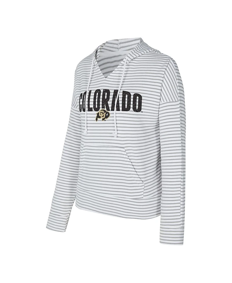 Concepts Sport Men's White/Gray Colorado Buffaloes French Terry Striped V-Neck Pullover Hoodie