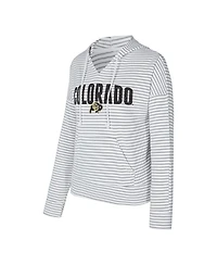 Concepts Sport Men's White/Gray Colorado Buffaloes French Terry Striped V-Neck Pullover Hoodie