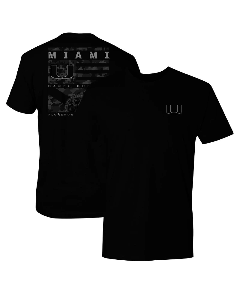 FloGrown Men's Black Miami Hurricanes Camo Flag Panel T-Shirt