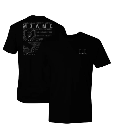 FloGrown Men's Black Miami Hurricanes Camo Flag Panel T-Shirt