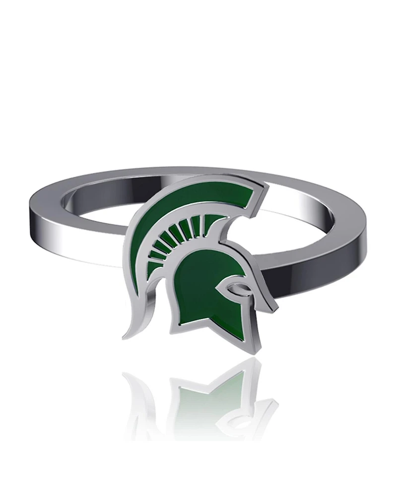 Dayna Designs Michigan State Spartans Bypass Enamel Silver Ring