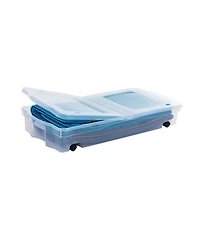 Rubbermaid 70 Qt Under Bed Wheeled Storage Boxes with Dual Hinged Lids (2 Pack)