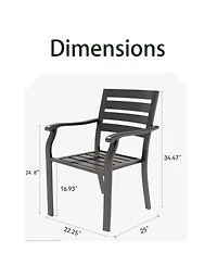 Streamdale Furniture Iron Terrace Dining Chairs - Set of 2, Black Metal Outdoor Chairs
