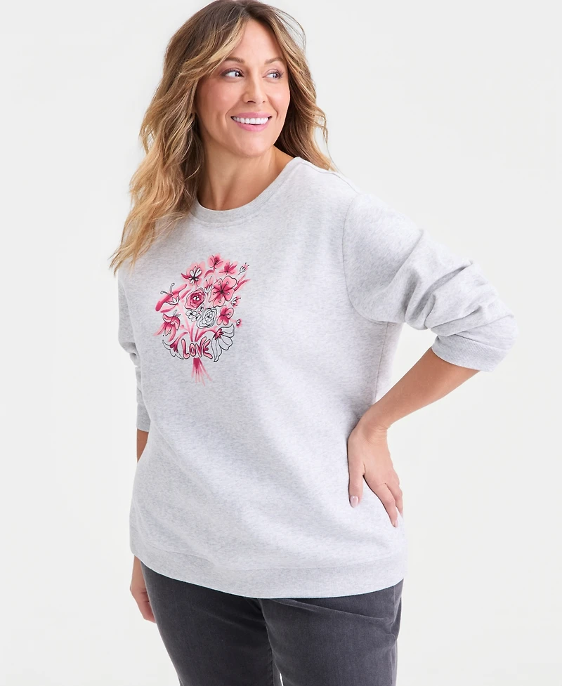 Style & Co Plus Graphic Fleece Sweatshirt, Macy's Exclusive