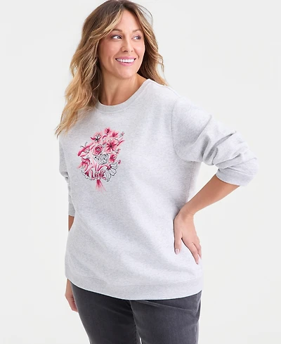 Style & Co Plus Graphic Fleece Sweatshirt, Macy's Exclusive