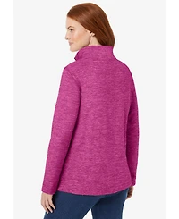 Woman Within Women's Microfleece Quarter-Zip Pullover
