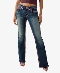 True Religion Womens Becca Bootcut Rope Stitch Flap Jeans