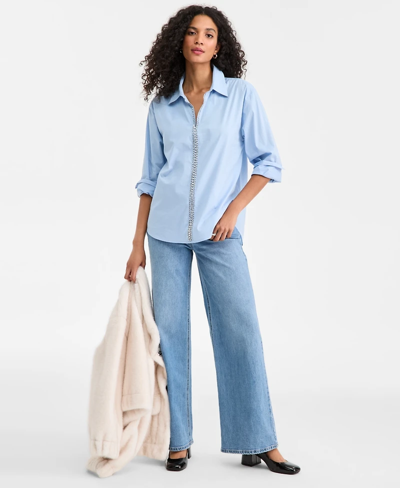 On 34th Women's Solid Embellished Popover Top, Macy's Exclusive