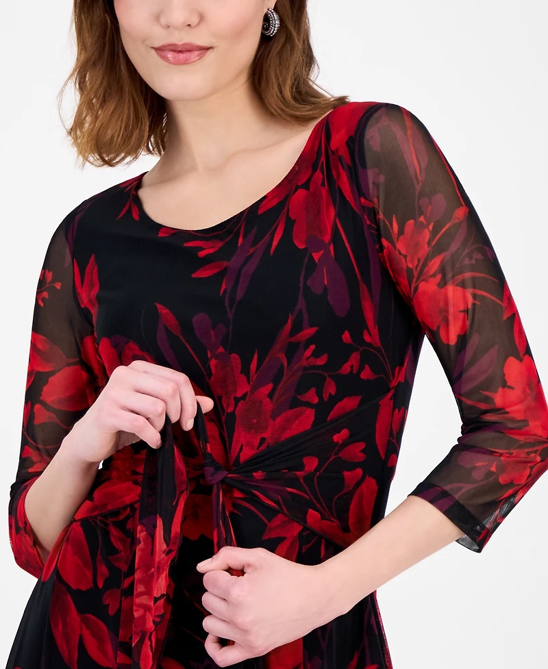Connected Women's Printed Mesh A-Line Dress