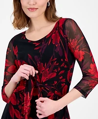 Connected Women's Printed Mesh A-Line Dress