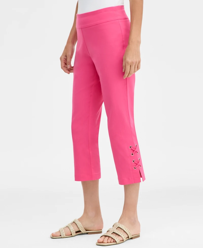 Jm Collection Women's Side Lace-Up Pull-On Capri Pants, Created for Macy's