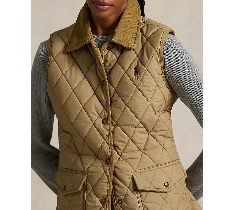 Polo Ralph Lauren Women's Corduroy-Trim Quilted Vest