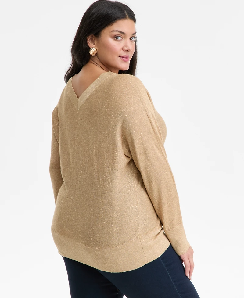 I.n.c. International Concepts Plus V-Neck Dolman-Sleeve Sweater, Macy's Exclusive