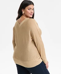 I.n.c. International Concepts Plus V-Neck Dolman-Sleeve Sweater, Macy's Exclusive