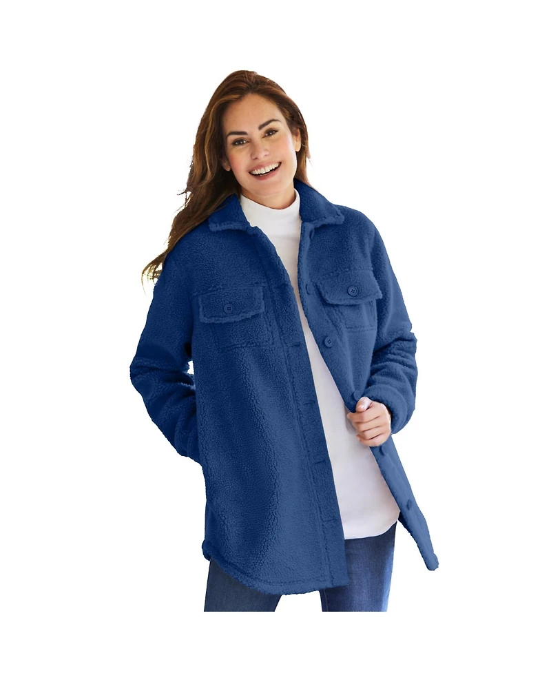 Woman Within Women's Berber Button-Front Jacket