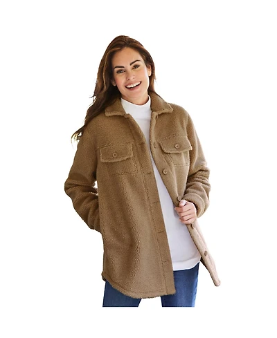 Woman Within Women's Berber Button-Front Jacket