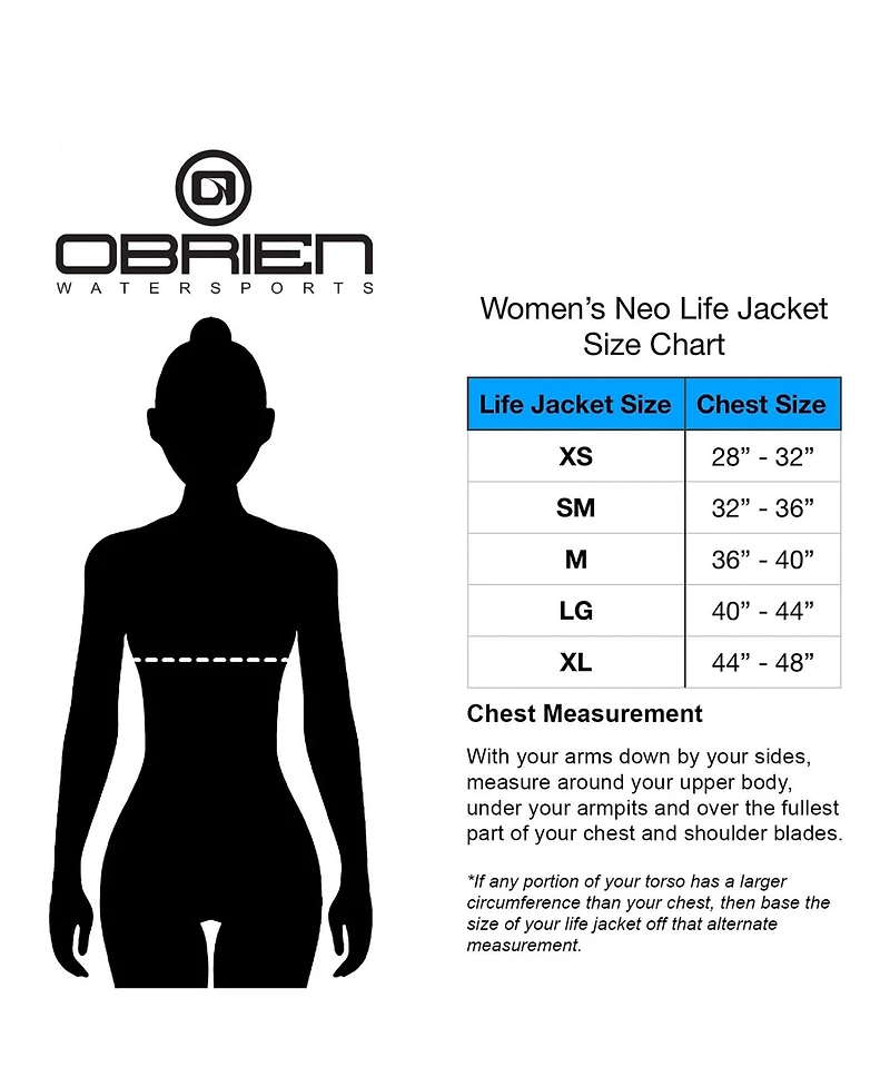 O'Brien Watersports Ladies Flex V-Back Lightweight Safety Life Jacket, Medium