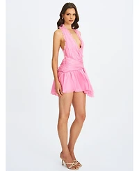 Miss Circle Women's Odelle Tulip Pink Crinkle Chiffon Wrap Dress