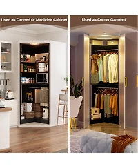 Aheaplus Freestanding Corner Closet Organizer with Hanging Rods, Space-saving System for Walk-in