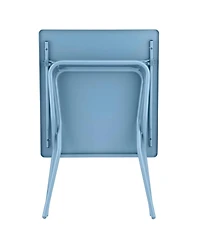 Lafuma Balcony Ii Colorblock Steel Square Folding Outdoor Patio Table, Sky Blue