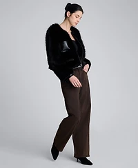 Kenneth Cole Women's Contrast Pocket Collarless Jacket