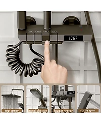 Smart Shower Faucet Set with Digital Display ,Thermostatic Piano Key Shower Combo Set with Rain Shower Head