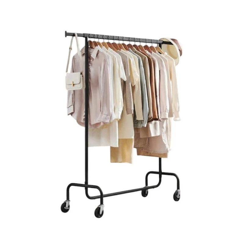 Heavy Duty Metal Garment Rack with Clothes Hanging Bar on Wheels Sturdy and Portable