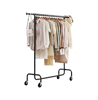 Heavy Duty Metal Garment Rack with Clothes Hanging Bar on Wheels Sturdy and Portable