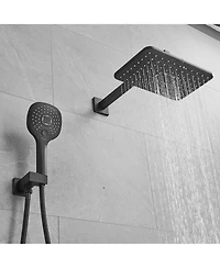 Greenspring Single-Handle 2-Spray of Rain Shower Head System Faucet and Handheld Kit Matte Black (Valve Included)