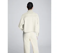Kenneth Cole Women's Long Sleeves Collared Crop Shirt