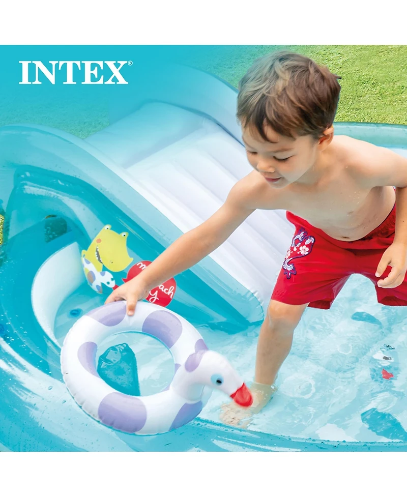 Intex 57165EP Gator Outdoor Inflatable Kiddie Pool Water Play Center with Slide