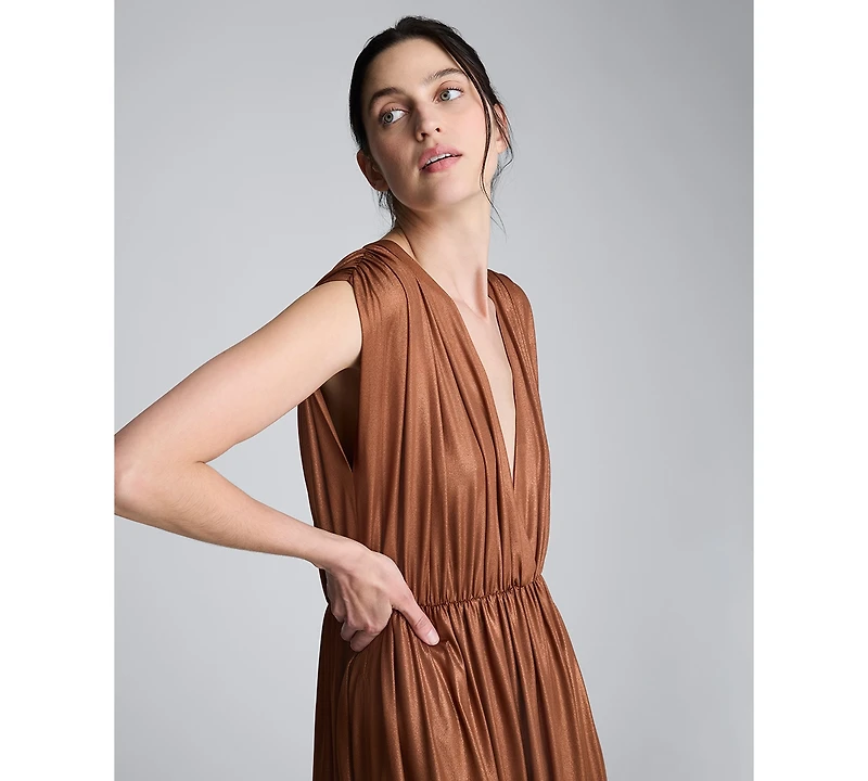 Kenneth Cole Women's V-Neck Gathered Maxi Dress